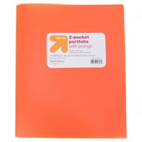 2 Pocket Plastic Folder With Prongs Orange