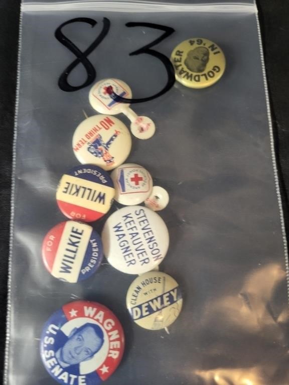 MIXED GROUP POLITICAL CAMPAIGN BUTTONS/PINS