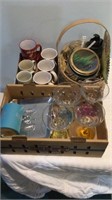 Lot of 3 Boxes Glassware and Misc