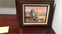 Max Savy Original Oil Lighthouse and Boat Picture