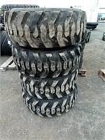 (4) Marcher 12-16.5 Skid Steer Tires 12 Ply W/Rims