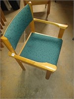 4 COMMERCIAL GRADE OAK UPHOLSTERED CHAIRS