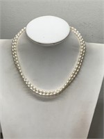 DUAL STRAND PEARL NECKLACE W/ STERLING CLASP