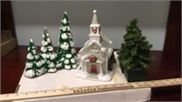 PartyLite Church, ceramic tree set and more