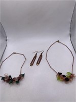 GLASS BEAD NECKLACES & PIERCED EARRING SET