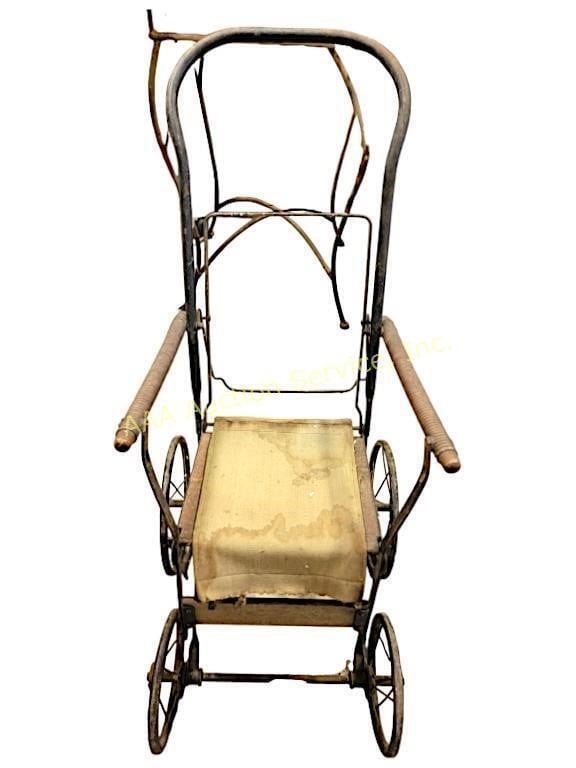 Baby stroller, vintage, stains, rust, wear
