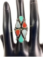 Native American Zuni silver ring unmarked, size