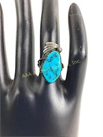 Navajo silver & turquoise ring Native American