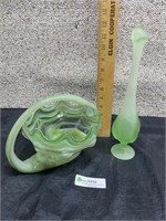 Green Swirl Basket & Vase