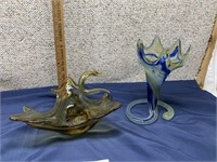 Swirl glass Swan & Vase