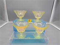 Yellow Depression Glass - 4 Sorbet Glasses