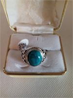 New Turquoise Stainless Steel Ring Size 8.5