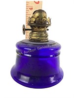 Cobalt blue glass Nutmeg finger oil lamp