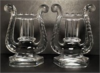 Solid Glass Lyre Book Ends