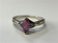 10K Pink Sapphire and Diamond Ring