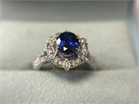 Appraised 14K Sapphire and Diamond Ring