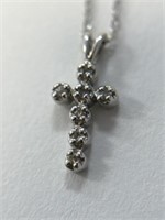 14K Diamond Cross Pendant and Chain