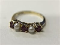 10K Ruby and Pearl Ring