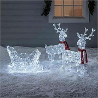 2ft Pre-Lit LED Reindeer & Sleigh Set