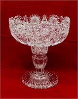 2-Piece Footed Cut Glass Bowl. (Chip on Bottom)