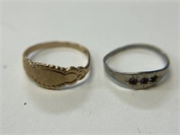 (2) Victorian 10K Gold Baby Rings