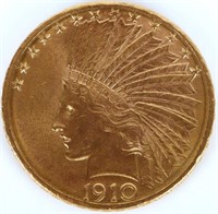 1910-D $10 GOLD EAGLE - INDIAN HEAD 90% GOLD