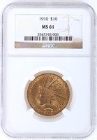 1910 LIBERTY HEAD 90% GOLD MS61 $10 COIN