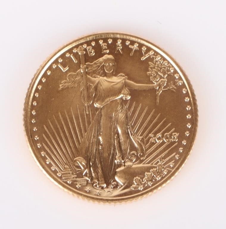 2005 AMERICAN EAGLE 1/10TH OZ FINE GOLD COIN $5