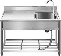 47" S.S. Free Standing Single Bowl Sink