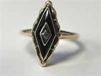 10K Onyx and Diamond Ring