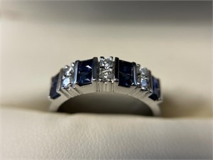 14K Diamond and Sapphire Band, New $1900 Retail