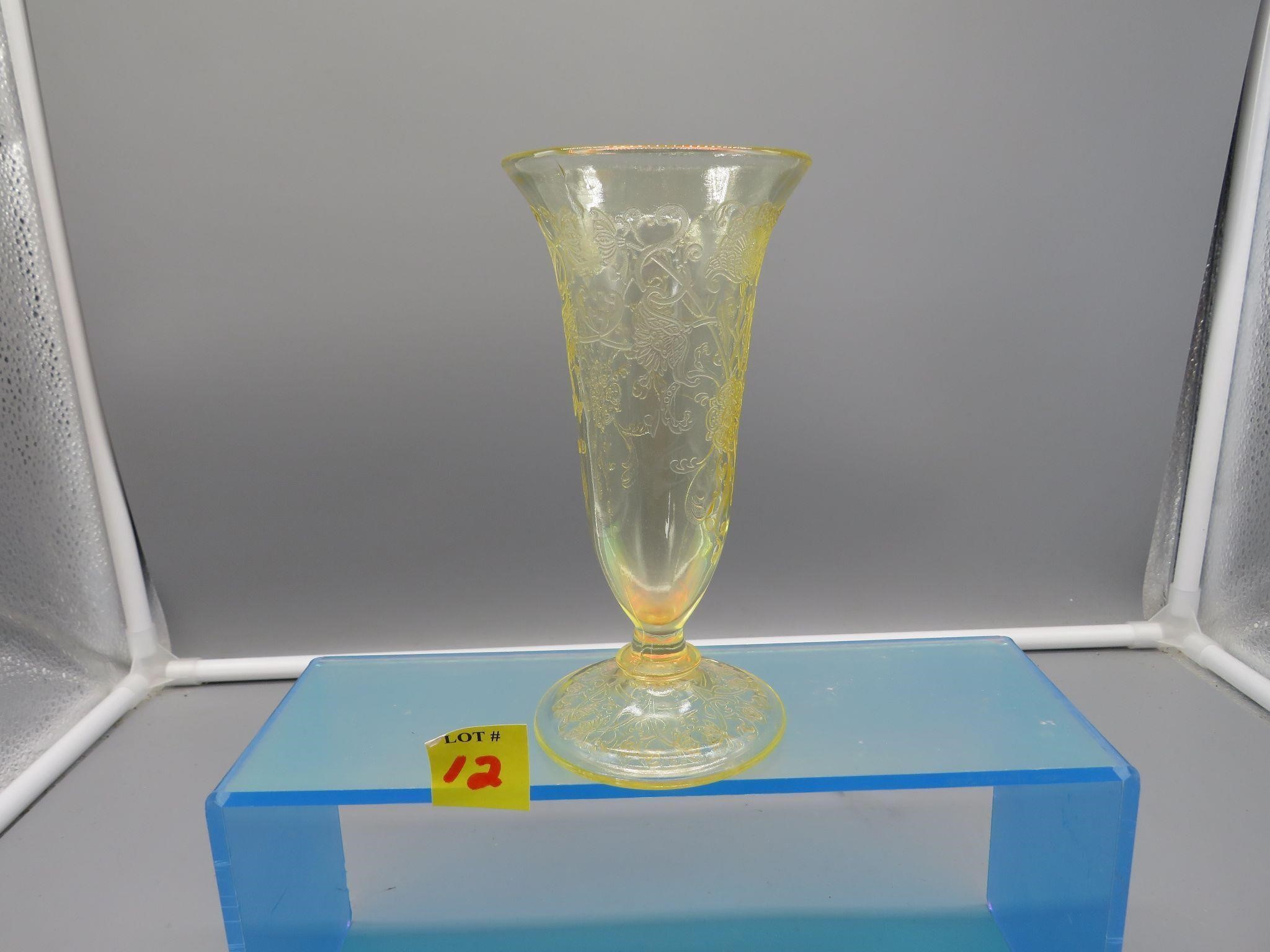 Yellow Depression Glass Bud Vase