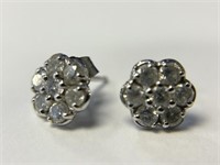 14K Diamond Cluster Earrings, 1/6 ctw.