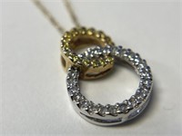 14K Two Circle Diamond Pendant and Chain