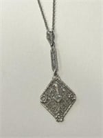14K Filigree Diamond Pendant and Chain