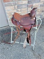 Leather Pony Saddle 12in Seat w/stirrup Tapadero's