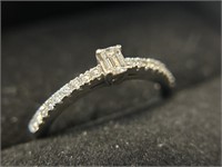10K Emerald Cut Diamond Ring, 1/4 ctw.