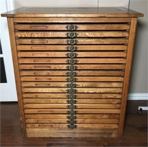 Vintage Oak Plat Cabinet