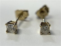 14K Princess Cut Diamond Stud Earrings, 1/10 ctw.