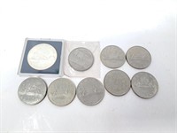 9 Canada $1 coins 1971-1986