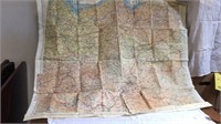 Military Cloth Map of Europe from WWII. Sheet E