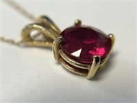 14K Ruby Pendant and Chain