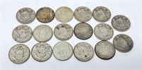 17 Canada 50 cent pieces. 1940-1966