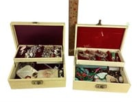 Jewelry box with sewing thread, necklace, pins,