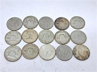 15 United States Half Dollars. 1950-1971