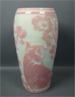 Fenton/ Kelsey "Spring" Lotus Mist Burmese Vase