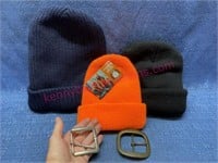 (2) Belt buckles & toboggan hats