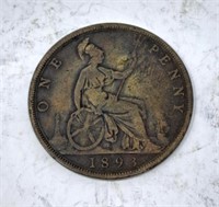 1893 One Penny. Victoria D.G. Britt Reg. F.D.