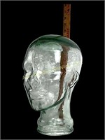 Clear white art glass mannequin head bust wig hat