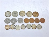 1867-1967 Canadian coins. 25 cents, 5 cents, 10